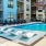a swimming pool in a courtyard