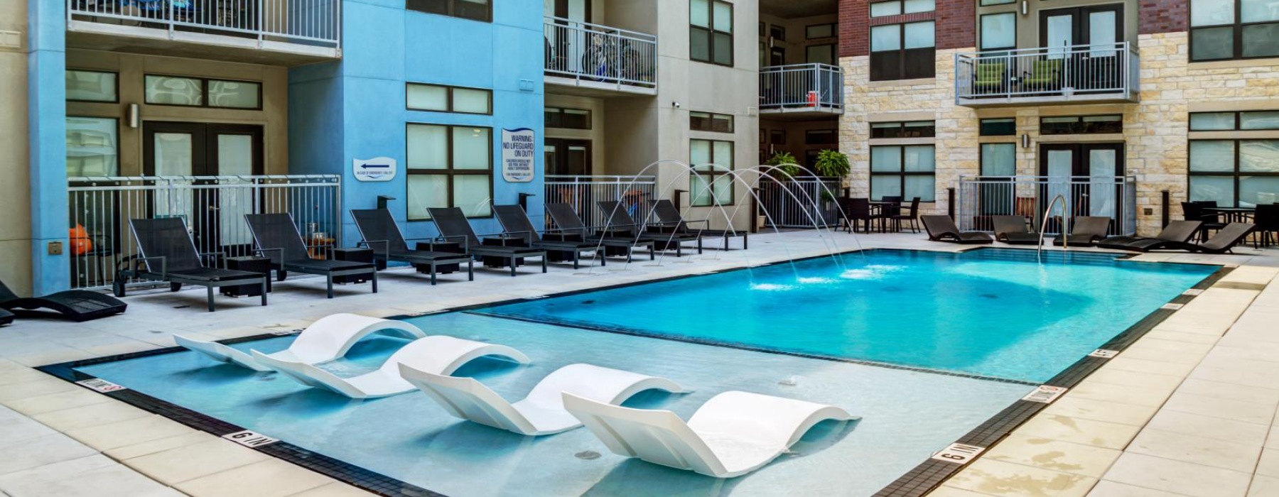 a swimming pool in a courtyard