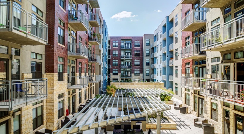 The essence of exceptional living a courtyard between buildings